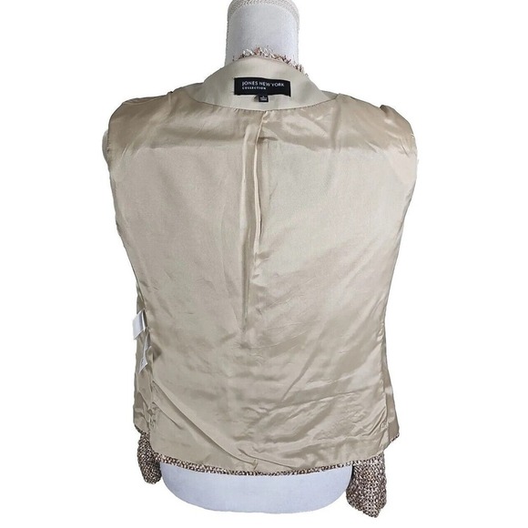 Jones New York ~Woman Size 4~Brown/Beige w/Silver Stripes Business Blazer Jacket - Picture 12 of 12